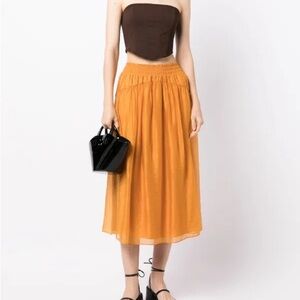 Vince smocked-waist high-waisted skirt orange Size S/P